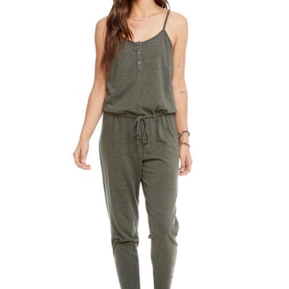 Chaser Green Jumpsuit with Button Detail- NWT